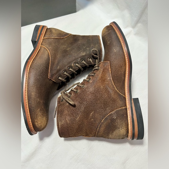 Nisolo 8.5 men’s boots waxed all weather brown leather boots lace up - Picture 3 of 11